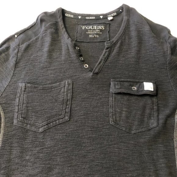 Guess Dark Grey Casual Long Sleeve Top Size XL - Picture 4 of 11